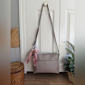 Kate Spade New York Blush Pebbled Leather Crossbody w/Scarf Twilly